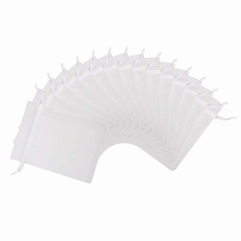 Staruby 100 Pcs Organza Bags - 3x4 Inch Drawstring Jewelry Gift Bags - Mesh Pouches for Wedding, Party, Christmas Gifts - White - Image 1